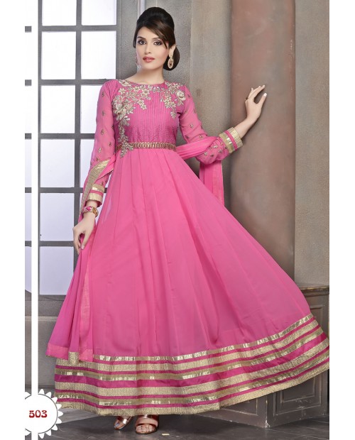 Butta Pink Color Wedding Wear Designer Anarkali Suit